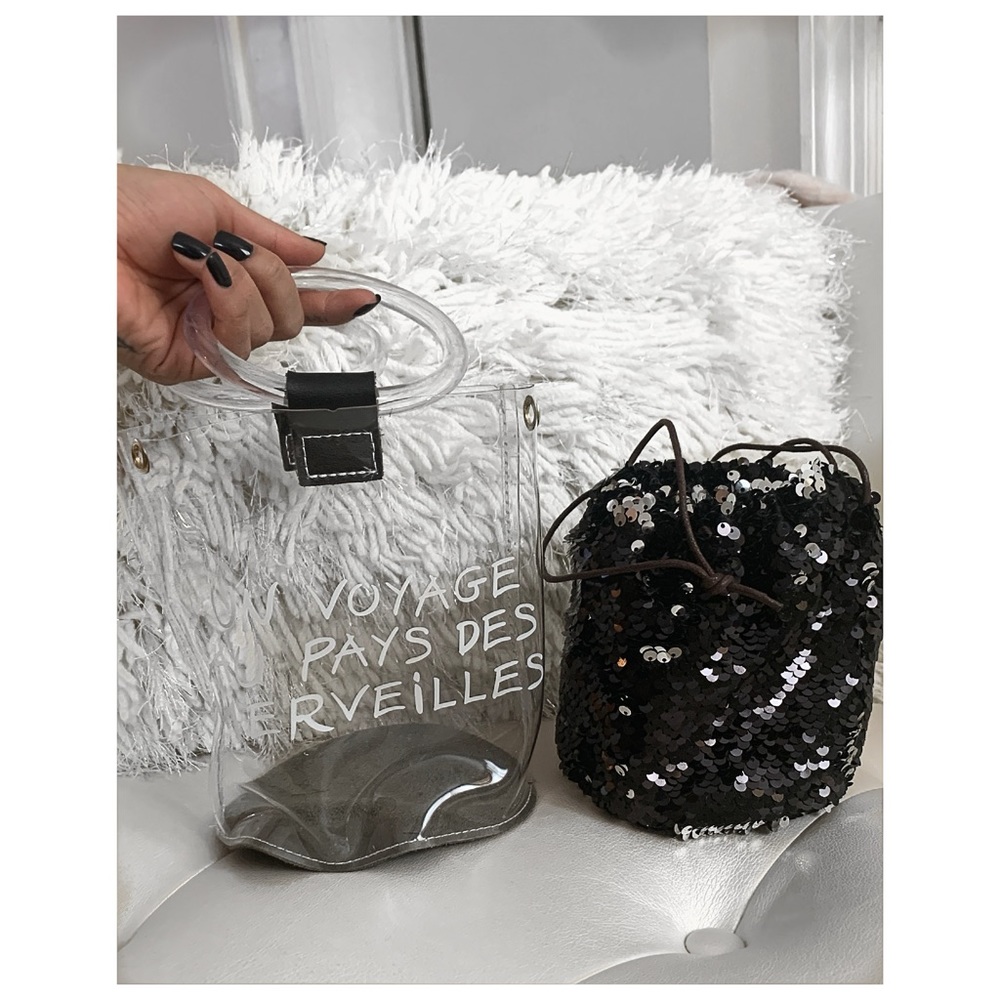 2 in 1 black sequin bag!